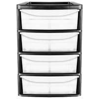 A4 Desktop Plastic Storage Drawers Table Top Organiser 4 Pull Out Drawers