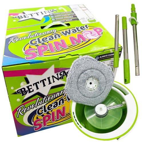 Clean Water Spin Mop Bucket Set With Extra Mop Pads