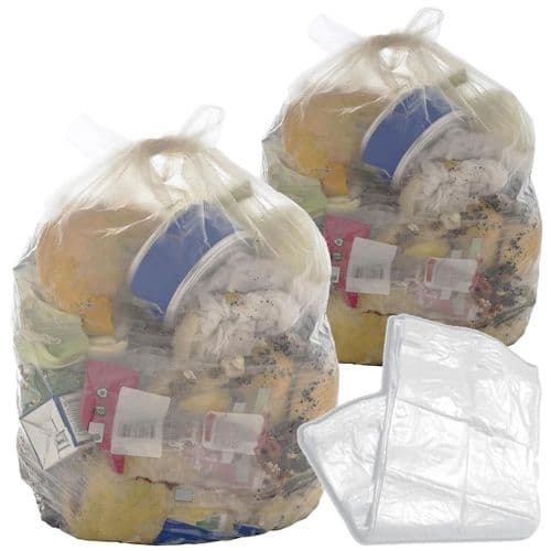 Clear Transparent Plastic Bin Bags 90L Refuse Sacks