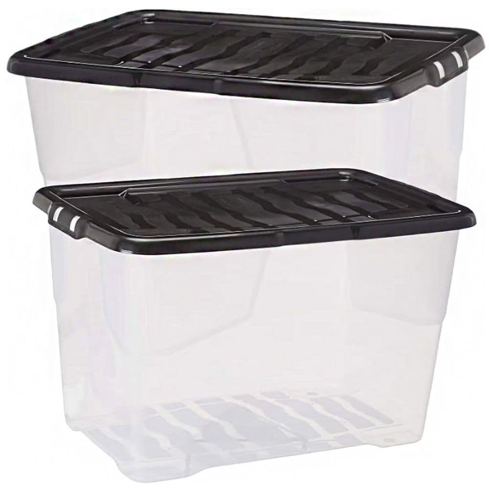 Curve Plastic Storage Boxes With Black Lids