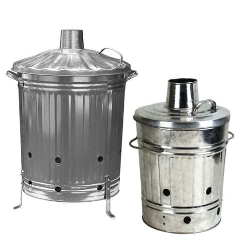 Galvanized Metal Heavy Duty Fire Burning Incinerators With Lid & Handles