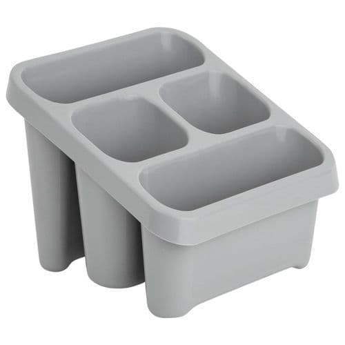 Grey Sink Utensil Holder & Cutlery Drainer With 4 Compartments