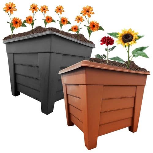 Grosvenor Square Planter 33cm Black & Terracotta Plant Pots