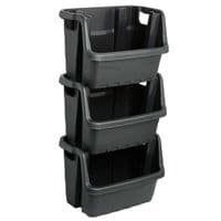 Heavy Duty Black Plastic Open Fronted Storage Crates