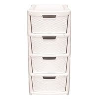 Large Pink Or Cream Rattan 4 Drawer Plastic Storage Modular Tower Unit