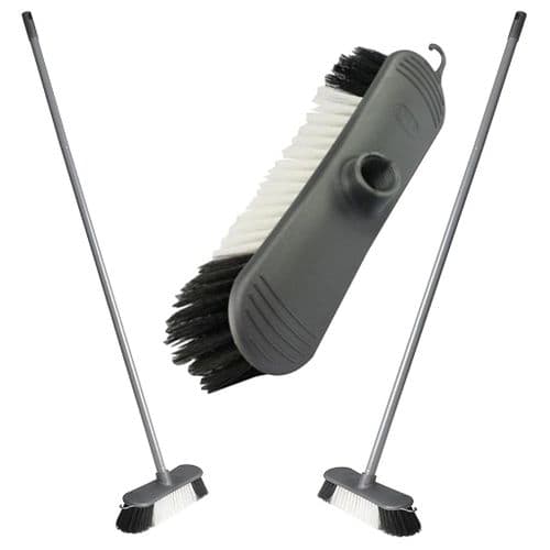 Metallic Grey 3pcs Indoor Sweeping Broom With Metal Handle