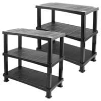 Multipurpose 3 Tier Strong Black Plastic Shelving Units Racking Shelf For Storage
