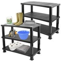 Multipurpose 3 Tier Strong Black Plastic Shelving Units Racking Shelf For Storage