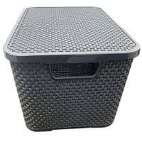 Nature Inspired Home & Office Rattan Effect Storage Baskets With Lids