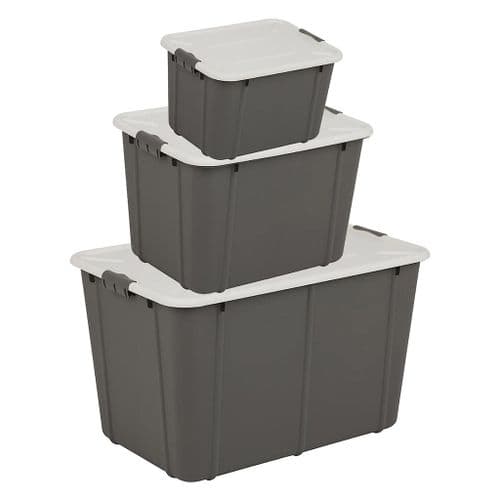 Organic Stackable Multi Capacity Grey Strong Storage Containers With Clip Locked Lids & Reinforced