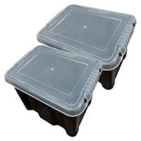 Plastic Storage Boxes Pack of 5 (24 Litre) Black Box With See Through Lids