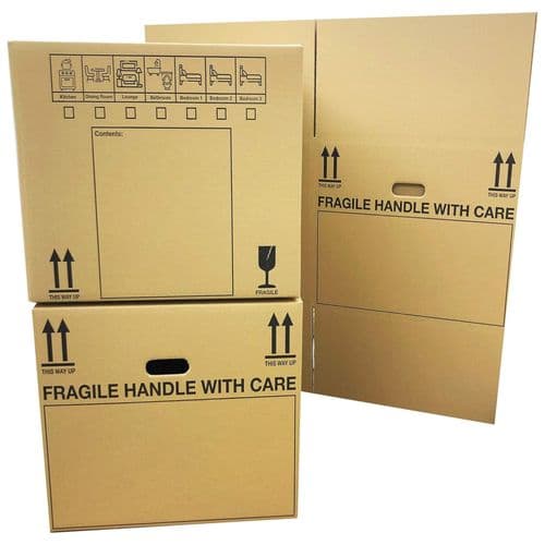 Printed Removal 21'' x 21'' x 16'' Cardboard Boxes With Checklist & Handles