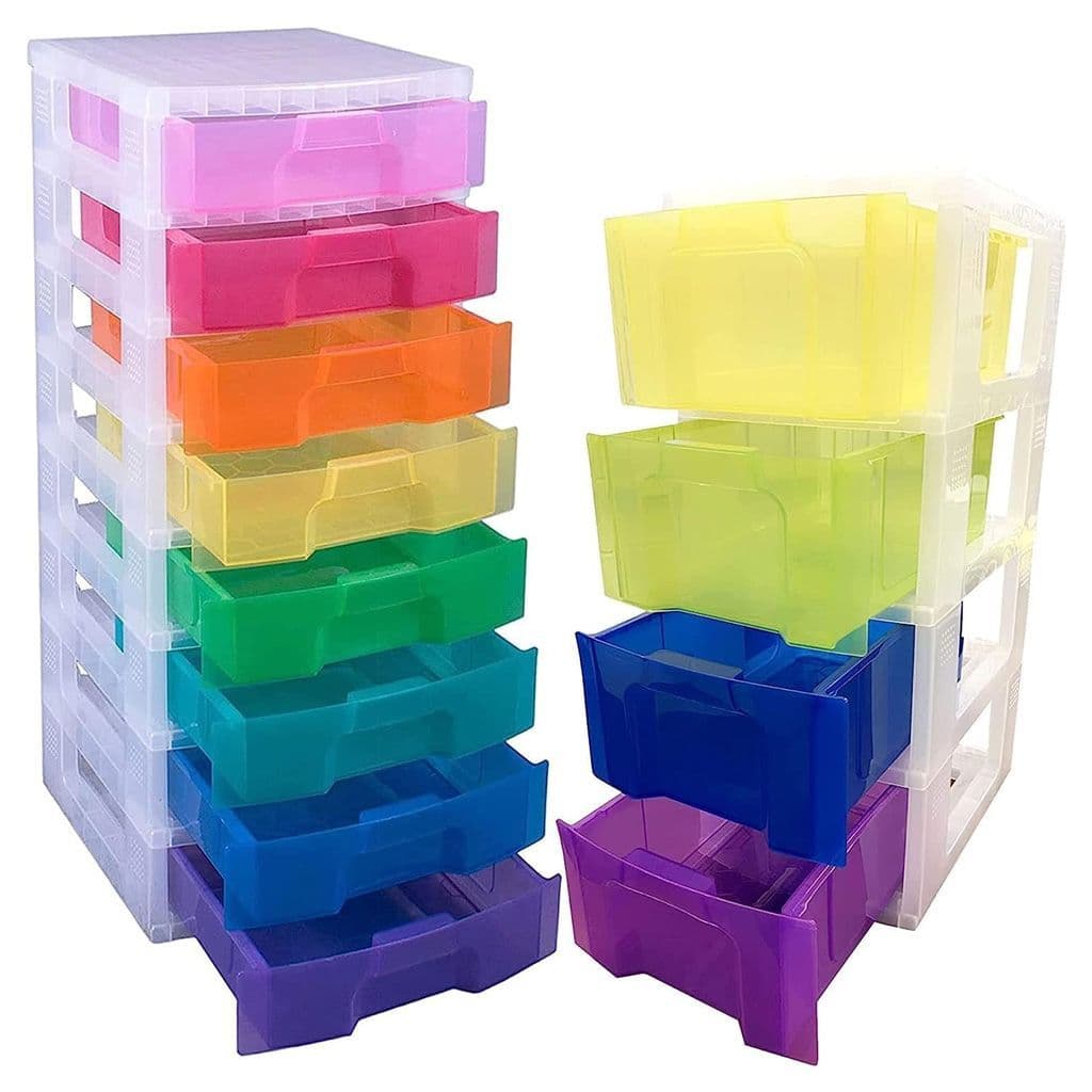 Rainbow Coloured Plastic Modular Storage Tower Units For Schools