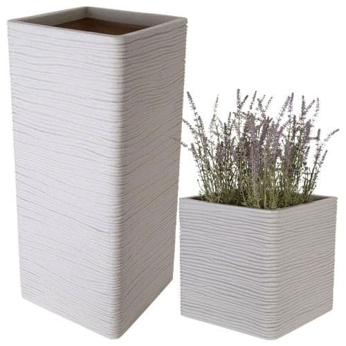Square & Tall Amalfi Stone Effect Planters Ideal For Home & Gardens