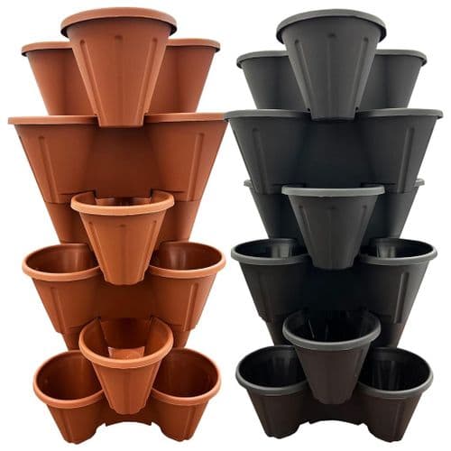 Strawberry Tri-Pot Stacking Planters For Flowers & Plants