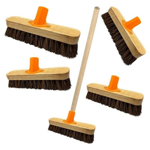 Strong Stiff Deck Scrubber Hard Bristle Brush With Wooden Handle For Outdoors