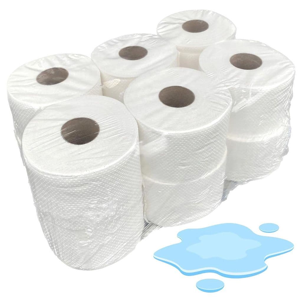 8 Packs (48 Rolls) White Centrefeed Embossed 2 Ply 400 SHEETS - Hygiene Rolls Direct
