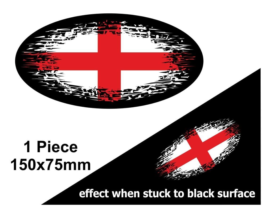 Ripped Metal England Flag Car Sticker - St George's Cross Torn Design In Glossy Vinyl