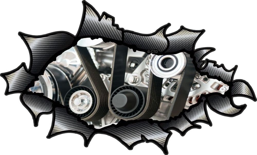 Ripped Torn Carbon Fibre Fiber Design With V8 V12 Big Block Engine