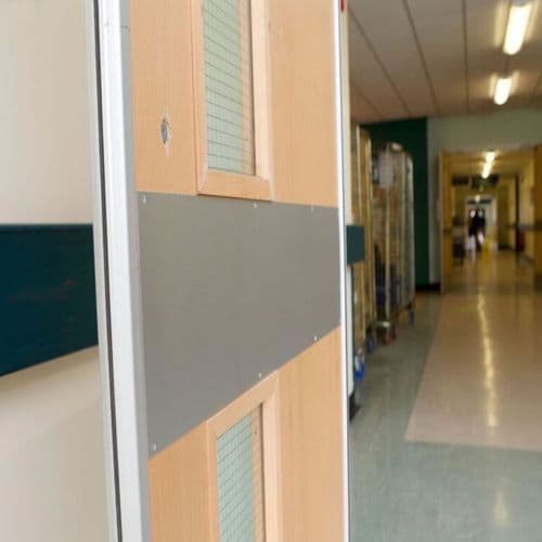 Intumescent Fire Rated Door Edge Guard Rounded - 44mm - Satin Anodised Aluminium