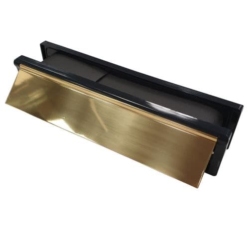Intumescent Fire & Smoke Rated Telescopic Letter Box System 12 inch Polished Brass