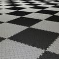 MotoLock Heavy Duty PVC Interlocking Tiles (Black Diamond-plate) | Stormflame
