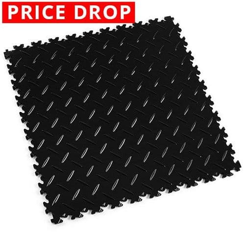 MotoLock Heavy Duty Interlocking Tiles (Black Diamond-plate)
