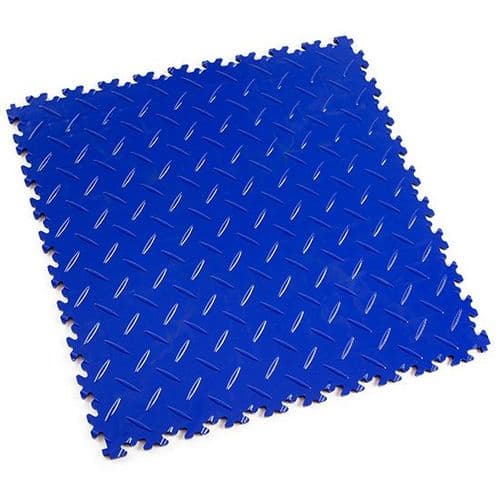MotoLock Heavy Duty Interlocking Tiles (Blue Diamond-plate)