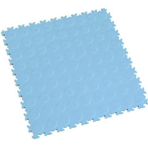 MotoLock Heavy Duty Interlocking Tiles (Light Blue CoinTop)