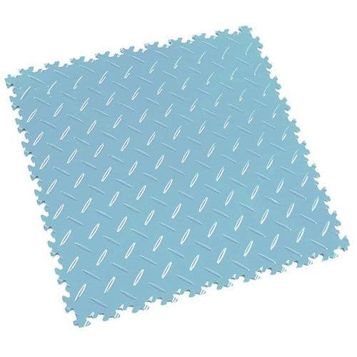 MotoLock Heavy Duty Interlocking Tiles (Light Blue Diamond-plate)