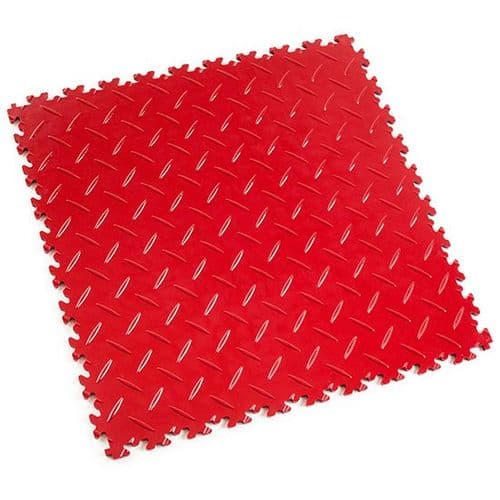 MotoLock Heavy Duty Interlocking Tiles (Red Diamond-plate)