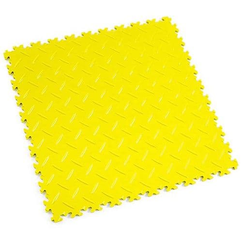 MotoLock Heavy Duty Interlocking Tiles (Yellow Diamond-plate)