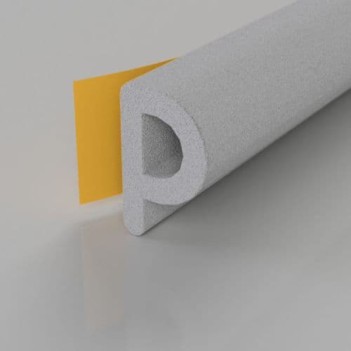 P Profile Weather Strip Draught Excluder Seal (White - 5m)