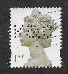 1ST CLASS 'OLIVE BROWN' (PHOTO) (PERFIN: K&C) FINE USED