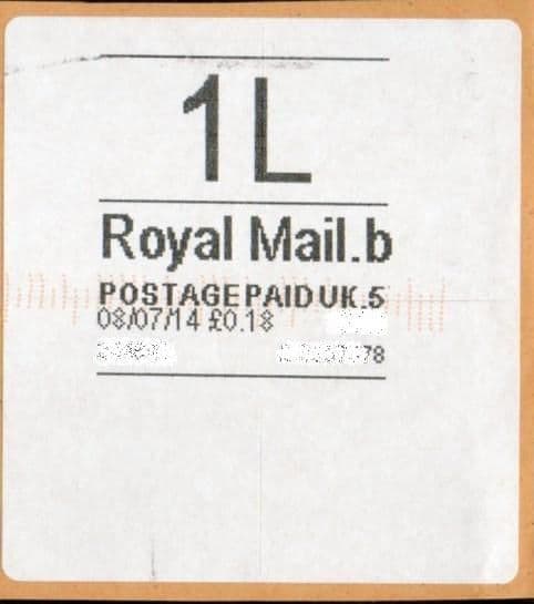 2014 '1L' HORIZON LABEL (B 5) (RARE LATE USE AND RARE CODE 5)