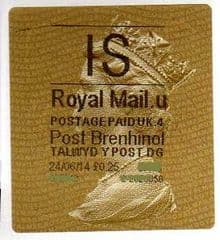 2014 'I.S' (U 4)POST BRENHINOL TYPE 2a LABEL   RARE LATE USE OF 2a