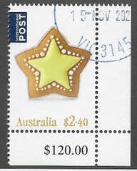 2021 $2.40  'CHRISTMAS - STAR' (CORNER MARGIN) FINE USED