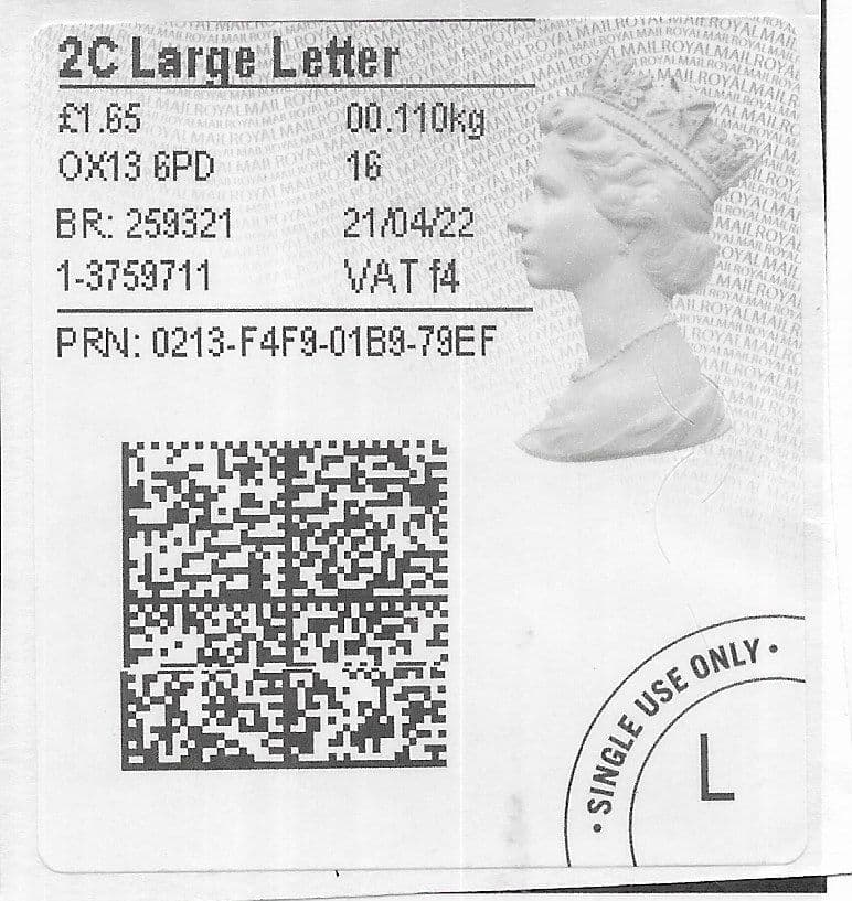 2022 2C F4 LARGE LETTER TYPE 4B LABEL