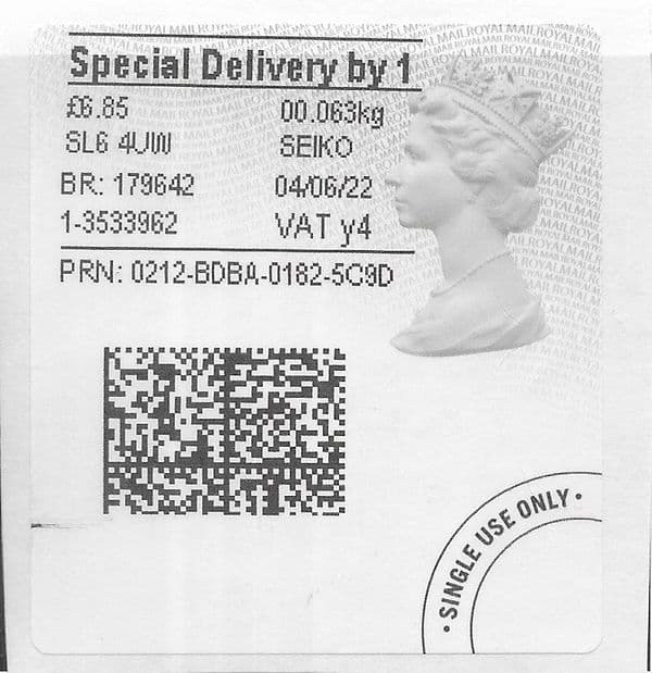 2022 'SPECIAL DELIVERY BY 1 (Y4)  (PRINTING ERROR BROKEN QR CODE)