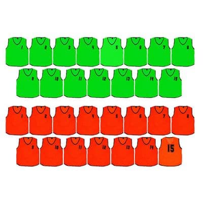 (Pack of 15) Mesh Numbered 1 - 15 Training Bibs (Infants, Kids) Fluo Orange Infants