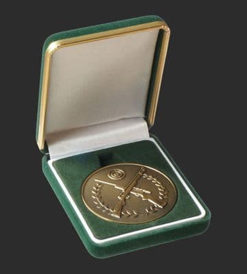 52mm  Bespoke Medal Box  Green  Velvet- BBG52