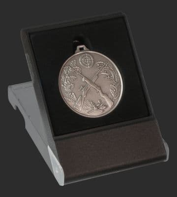 52mm  Black Front  Medal Box  Plastic  Self Standing- D52C
