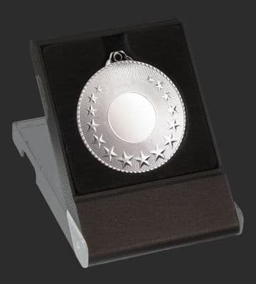 60mm  Black Front  Medal Box  Plastic  Self Standing- D60C