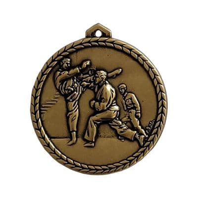 ANTIQUE BRONZE 56mm High Relief Martial Arts Medal 384.56.b Medal