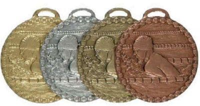 ANTIQUE GOLD 50mm Breaststroke Male Swimmer 678 Medal