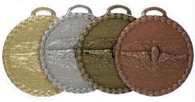 ANTIQUE GOLD 50mm Butterfly Swimmer Male 676 Medal