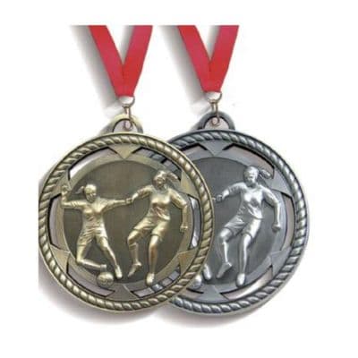 ANTIQUE GOLD 50mm Female Football Medals 00.4.060.g Medal