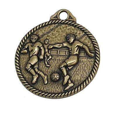 ANTIQUE GOLD 50mm Volley Footie Medal MZ218.g Medal