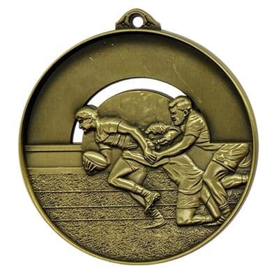 ANTIQUE GOLD 55mm Male Rugby Medal 132.055.g Medal
