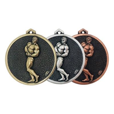 ANTIQUE GOLD 56mm HIgh Relief Male Bodybuilder Medal 244.56.g Medal